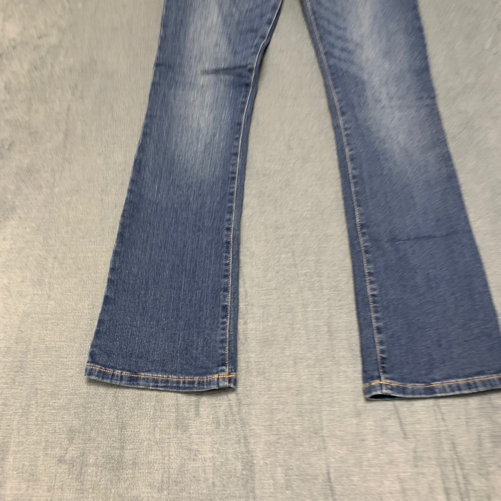 Levi's Regular Rise Flare Jeans Womens 16 Blue Whiskering Denim Cotton Stretch - Picture 16 of 16